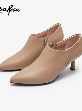 【达播专属】莱尔斯丹23秋新款拼接尖头细跟高跟脚踝靴女4T61307