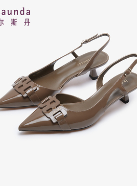 【闲鱼专享】莱尔斯丹新款商场同款纯色饰扣后空凉鞋女鞋4M52401