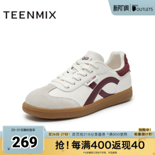 子春新款 女小白休闲鞋 CP229AM5 运动板鞋 天美意复古平底德训鞋