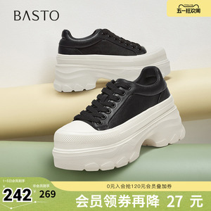 百思图春季新款商场同款时髦百搭运动板鞋厚底女休闲鞋BG356AM5