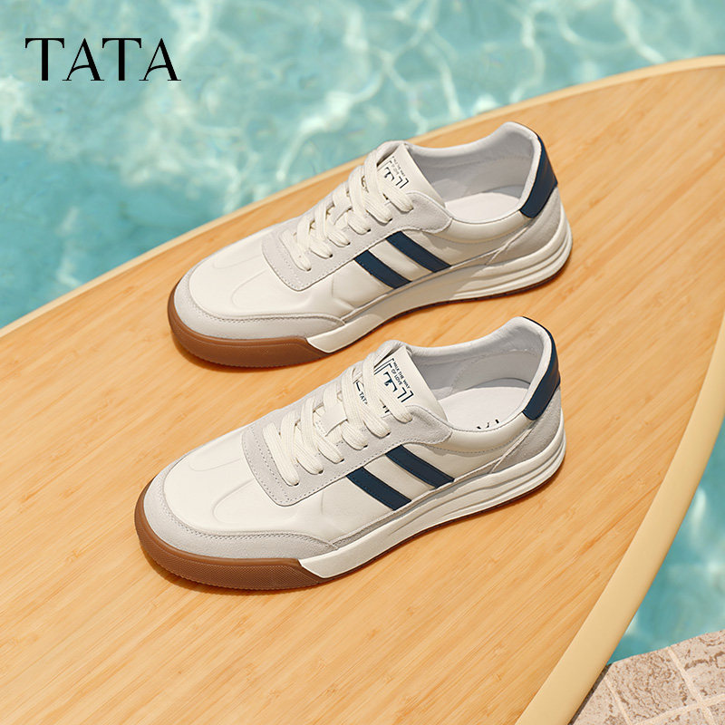 TATA他她休闲复古德训鞋男鞋厚底商务板鞋小白鞋2025新款VLE01AM5,流行男鞋,休闲板鞋,淘宝优惠券,粉丝福利购,淘宝优惠卷