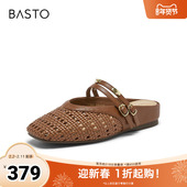 新款 商场同款 穆勒拖时尚 百思图2026夏季 复古休闲女拖鞋 F1520BH6