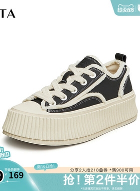Tata他她休闲厚底板鞋女奥莱经典帆布鞋饼干鞋春新款DWDT1AM4