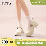 TATA他她黑色玛丽珍鞋女春季新款厚底小皮鞋JK鞋单鞋7DK01AQ5奥莱