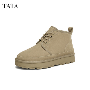 OEB01DD4 短靴子新款 TATA他她厚底冬季 雪地靴男靴加绒外穿棉鞋