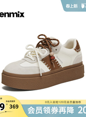 天美意2026春新款复古百搭厚底双鞋带小个子女德训鞋KG158AM6