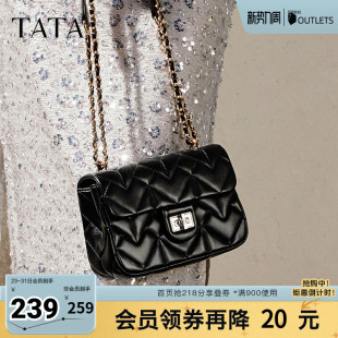 TATA他她气质菱格通勤单肩包女包包小方包斜挎包秋季新款X3428AX5