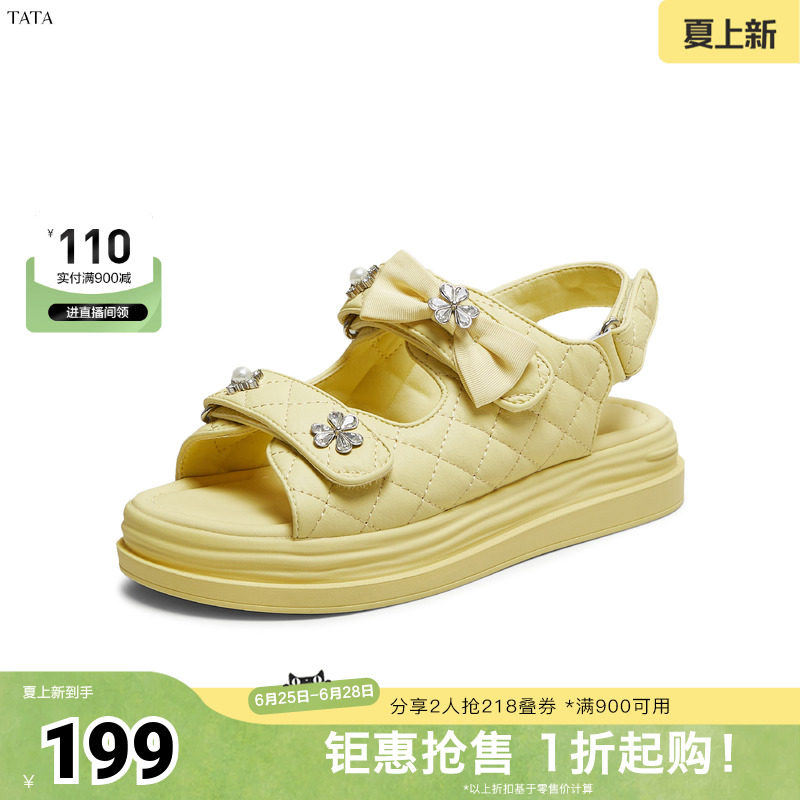 TATA/他她春商场同款简约百搭女休闲凉鞋新款GOX17BL5奥莱