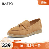 百思图2025春季 A4821AA5 粗跟女单鞋 新款 线下同步简约通勤乐福鞋