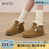 平跟女单鞋 百思图冬季 户外休闲加绒勃肯鞋 时尚 BG610DD4 新款