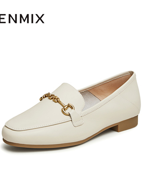 天美意平底英伦乐福鞋复古单鞋女一脚蹬小皮鞋春新款CPC26AA4