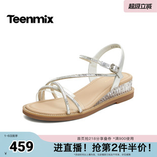 天美意2026夏新款 坡跟条带百搭休闲女时装 凉鞋 CTI23BL6 商场同款