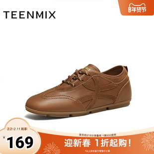 天美意2025秋新款潮流运动休闲百搭复古系带女德训鞋KG146CM5