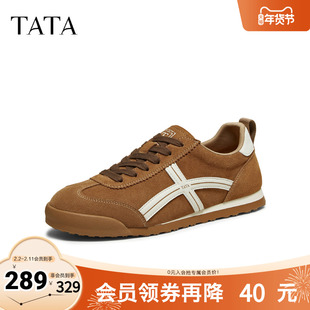 TATA他她男鞋2025秋季新款百搭休闲鞋复古厚底系带鞋子PGM01CM5