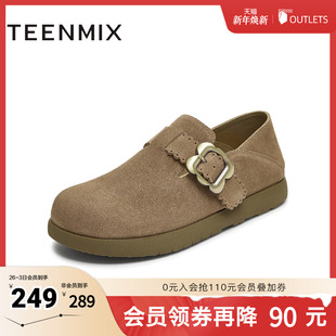 天美意2025秋新款 KK050CA5 休闲百搭纯色复古外穿半拖女勃肯鞋