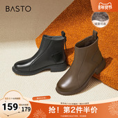 商场同款 百思图冬季 新款 简约通勤休闲靴粗跟女短靴G2176DD4