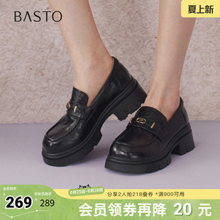 百思图2026春季新款商场同款乐福鞋时髦复古学院女单鞋BV021AA6
