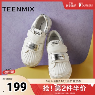 秋新款 休闲鞋 BJ601CM4 女运动板鞋 天美意魔术贴百搭厚底小白鞋