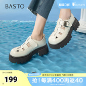 新款 厚底女凉鞋 商场同款 百搭复古猪笼鞋 CJ502BK5 时尚 百思图夏季