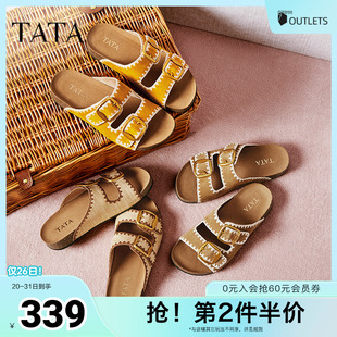 他她2025夏商场同款 外穿时尚 TATA 勃肯鞋 7GN03BT5奥莱 拖鞋 新款