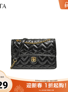 TATA他她黑色通勤小方包女包包腋下菱格包单肩包2025新款X3367DX4