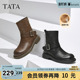 Tata他她复古加绒短靴女靴子羊皮弹力机车靴奥莱冬季 CFC01DZ4 新款