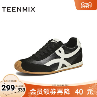 天美意2025冬新款休闲复古百搭内增高德训鞋女阿甘鞋KG096DM5