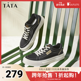 新款 秋季 0AR01BM5 男软底透气简约休闲帆布鞋 Tata他她奥莱板鞋