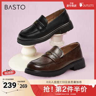 粗跟女单鞋 百思图春夏季 简约学院风乐福鞋 商场同款 A3512CA4 新款