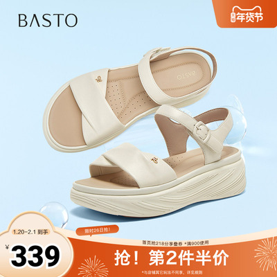百思图2025夏季新款商场同款简约通勤休闲凉鞋厚底女凉鞋UCL86BL5
