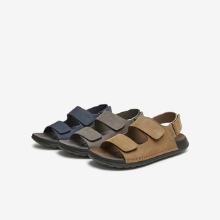 Tata他她休闲真皮凉鞋男款厚底凉鞋2025新款VHN02BL4奥莱