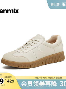 天美意2026春新款商场同款圆头牛津鞋复古英伦女休闲鞋CMA38AM6