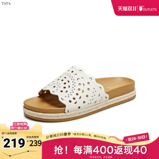 新款 简约百搭休闲女拖鞋 XSJ01BT5奥莱 他她2025秋商场同款 TATA