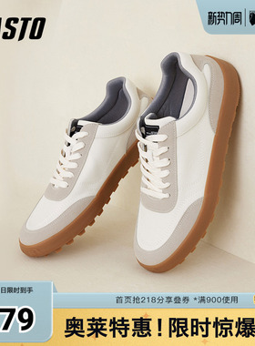 百思图奥莱秋季新款商场同款潮流拼色厚底板鞋鞋Y1101AM3