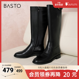 简约骑士靴粗跟女长靴AX205DG3 商场同款 百思图奥莱冬季 新款