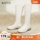 百思图奥莱冬季 靴粗跟女长靴MD101DG3 简约时装 新款 商场同款