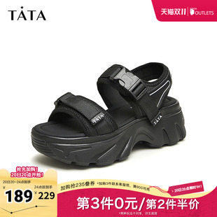2025奥莱新款 Tata他她休闲厚底凉鞋 软底沙滩凉鞋 时尚 WL701BL4 女鞋