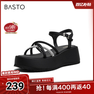 休闲百搭凉鞋 百思图夏季 新款 商场同款 F5183BL5 简约户外女凉鞋
