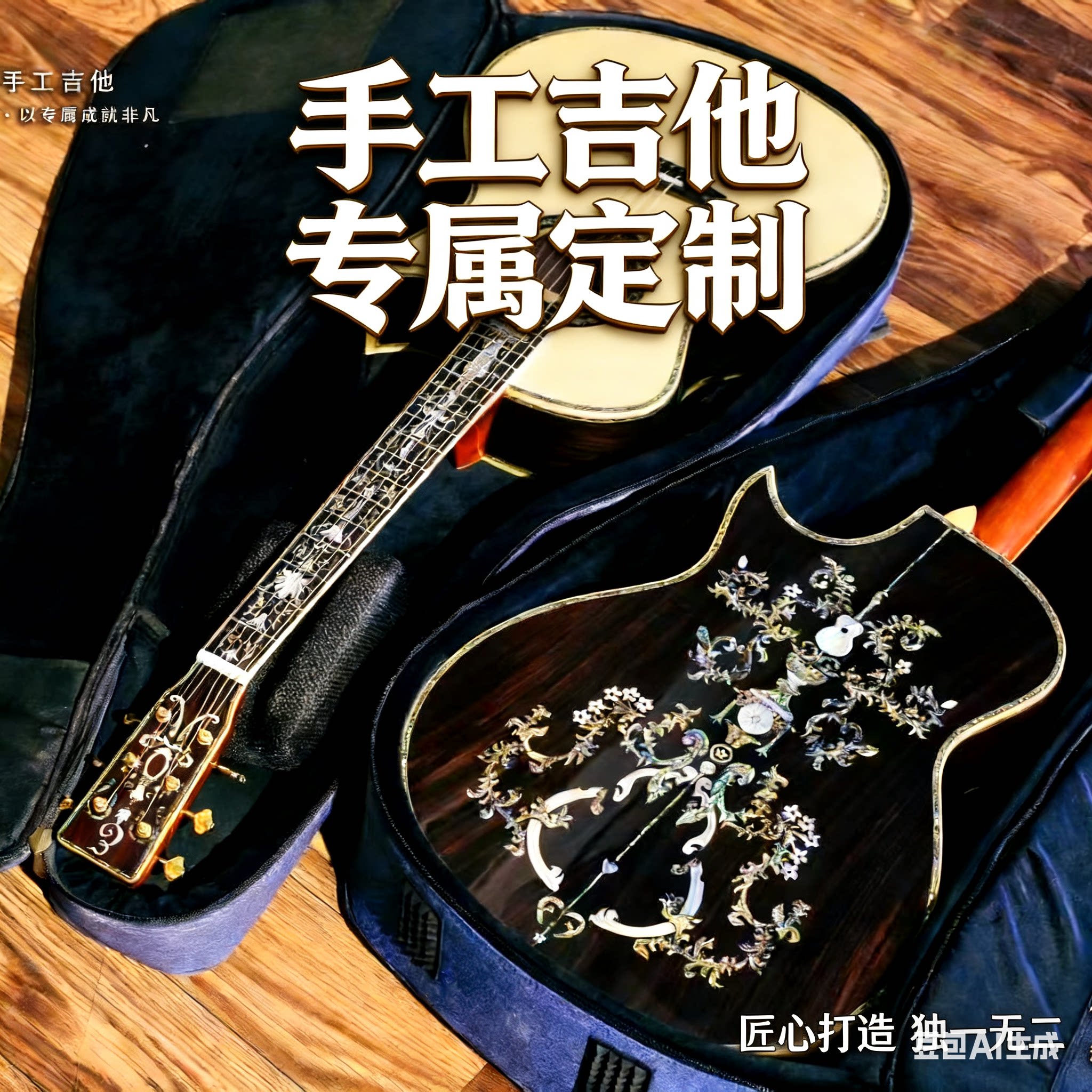 螺丝镶嵌玩易吉他flower限量版全单吉他珍贝镶嵌全单吉他41寸尖角