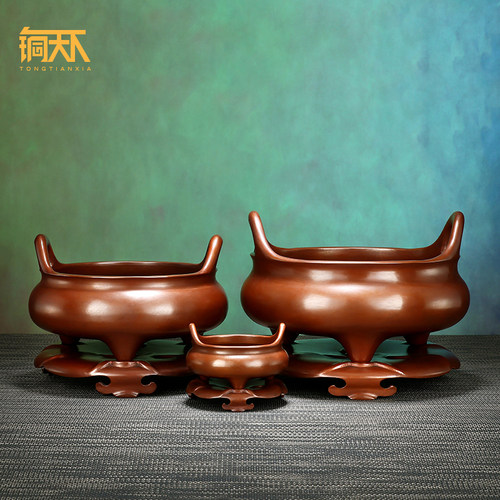 紫铜材质大号铜香炉手工香炉