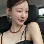 韩国ins博主fever同款 锁骨链天然红玛瑙项链本命年轻奢高级颈链女