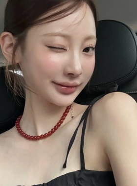 韩国ins博主fever同款锁骨链天然红玛瑙项链本命年轻奢高级颈链女