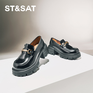 学院风一脚蹬女鞋 星期六秋季 女鞋 厚底乐福鞋 SSC3111N08 新款