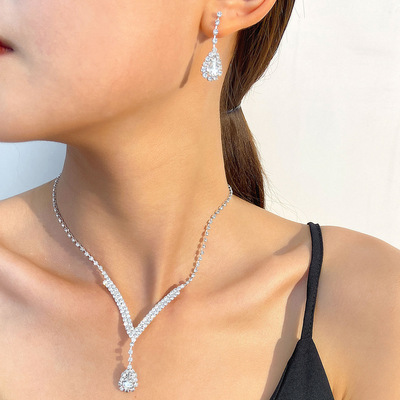 Fashion claw chain bridal necklace diamond droplets choker饰