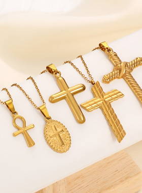 New Cross Pendant Oil Pressure Men's Women's Same Necklace