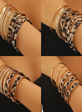 New temperament Retro leopard print bracelet suit women 手镯