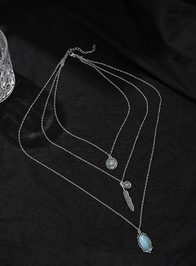 Retro Bohemian style 3-layer necklace 欧美复古波西米亚项链女