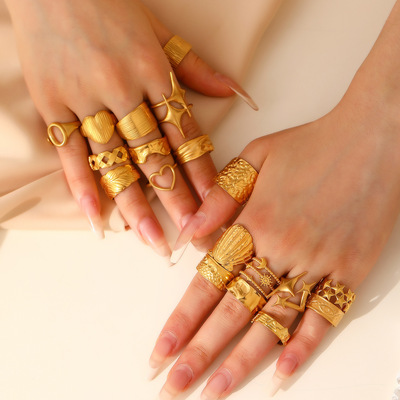 Open index finger wide face ring women's accessory宽面戒指