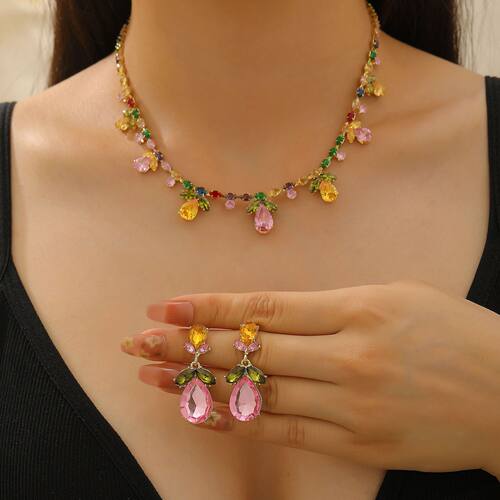 New Necklace earring Colorful Flower Pendant Earnail Jewelry