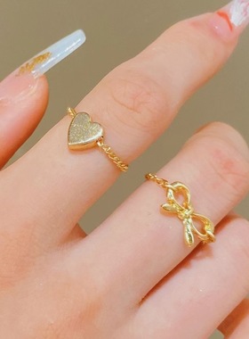 Fashion piece set love bow chain ring set personalized戒指
